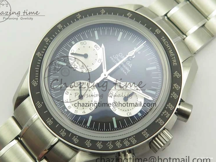 1225 ComfortFit Speedmaster SS “Speedy Tuesday” OMF Best Edition Black Dial on SS Bracelet Manual Winding Chrono Movement 7994